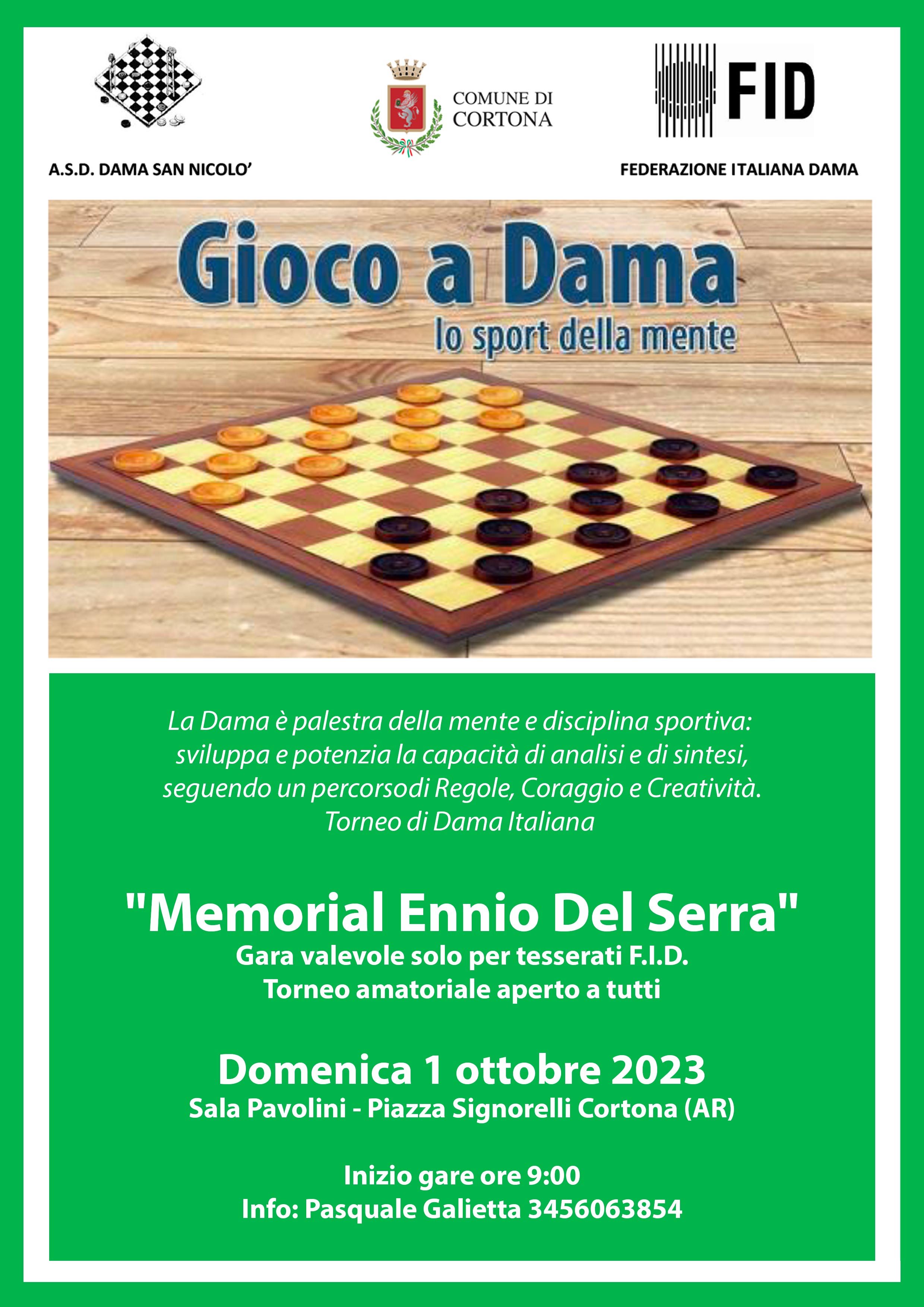 Memorial «Ennio del Serra» - Torneo di dama